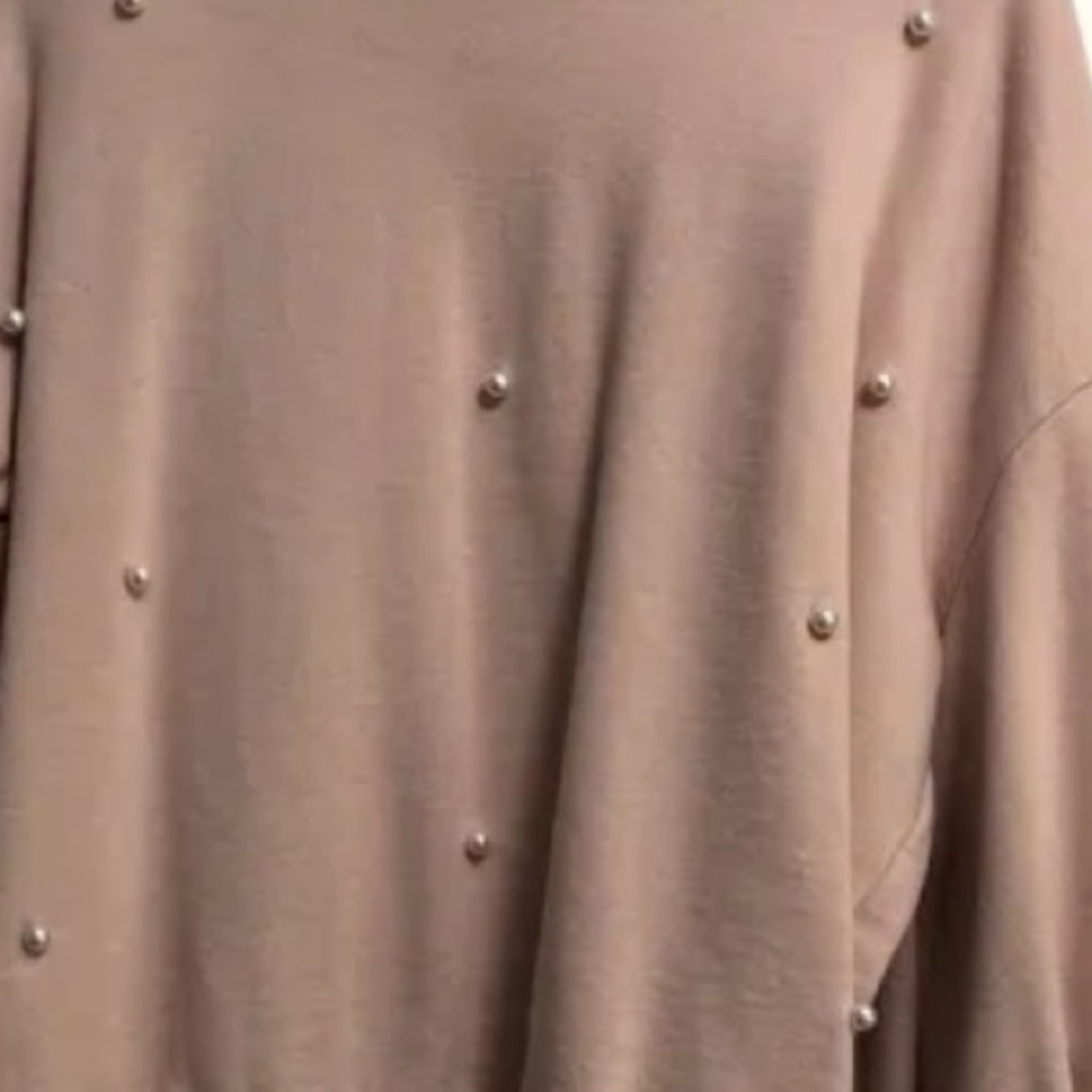 ZARA pearl beaded pink sweatshirt